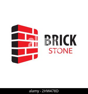 Vector set of logos brick stones, construction Stock Vector