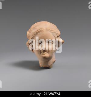 Art inspired by Terracotta head of a young woman, Hellenistic, 3rd–2nd century B.C., Greek, Terracotta, H. 1 3/4 in. (4.4 cm), Terracottas, Hair in knot at back, Classic works modernized by Artotop with a splash of modernity. Shapes, color and value, eye-catching visual impact on art. Emotions through freedom of artworks in a contemporary way. A timeless message pursuing a wildly creative new direction. Artists turning to the digital medium and creating the Artotop NFT Stock Photo