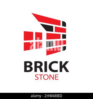 Vector set of logos brick stones, construction Stock Vector
