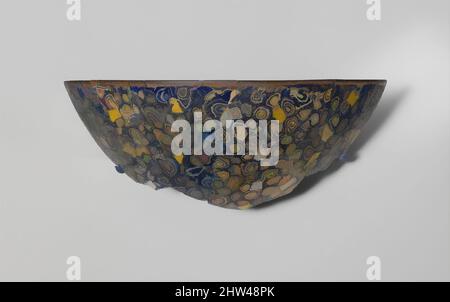 Art inspired by Gold-glass mosaic bowl fragment, Hellenistic, early 2nd century B.C., Greek, Glass; cast, H.: 3 3/8 in. (8.5 cm), Glass, Colorless, colorless with purple tinge, translucent cobalt blue, opaque white, opaque yellow, and gold leaf., Hemispherical bowl fragment with, Classic works modernized by Artotop with a splash of modernity. Shapes, color and value, eye-catching visual impact on art. Emotions through freedom of artworks in a contemporary way. A timeless message pursuing a wildly creative new direction. Artists turning to the digital medium and creating the Artotop NFT Stock Photo