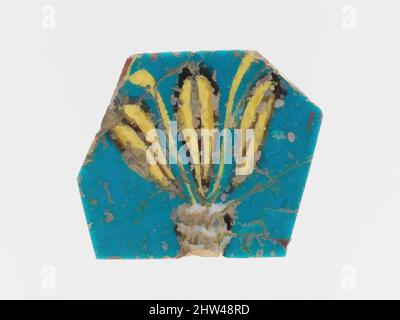 Art inspired by Glass mosaic inlay, Hellenistic, 1st century B.C.–1st century A.D., Egyptian, Roman, Glass; cast, Other: 1 1/2 in. (3.8 cm), Glass, Semi-opaque turquoise blue ground; decoration in opaque white and yellow, and translucent deep purple appearing black, with opaque red and, Classic works modernized by Artotop with a splash of modernity. Shapes, color and value, eye-catching visual impact on art. Emotions through freedom of artworks in a contemporary way. A timeless message pursuing a wildly creative new direction. Artists turning to the digital medium and creating the Artotop NFT Stock Photo