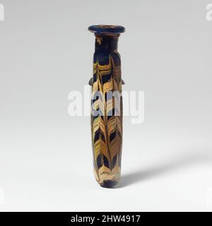 Art inspired by Glass alabastron (perfume bottle), Late Classical or Hellenistic, mid-4th–early 3rd century B.C., Greek, Eastern Mediterranean or Italian, Glass; core-formed, Group II, H.: 5 1/16 in. (12.9 cm), Glass, Translucent cobalt blue, with handles in same color; trails in, Classic works modernized by Artotop with a splash of modernity. Shapes, color and value, eye-catching visual impact on art. Emotions through freedom of artworks in a contemporary way. A timeless message pursuing a wildly creative new direction. Artists turning to the digital medium and creating the Artotop NFT Stock Photo
