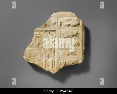 Art inspired by Marble relief fragment with scenes from the Trojan War, Early Imperial, Julio-Claudian, 1st half of 1st century A.D., Roman, Marble, Palombino, 7 1/8 x 6 15/16 in., 1.1kg (18.1 x 17.6 cm), Stone Sculpture, The tabulae iliacae are a series of tablets covered with, Classic works modernized by Artotop with a splash of modernity. Shapes, color and value, eye-catching visual impact on art. Emotions through freedom of artworks in a contemporary way. A timeless message pursuing a wildly creative new direction. Artists turning to the digital medium and creating the Artotop NFT Stock Photo