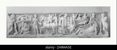 Art inspired by Marble sarcophagus with the myth of Endymion, Antonine, mid-2nd century A.D., Roman, Marble, Overall: 19 1/4 x 78 1/4 x 21 in. (48.9 x 198.8 x 53.3 cm), Stone Sculpture, Found on the Via Ardeatina, on the outskirts of Rome. The myth of Endymion, a beautiful shepherd who, Classic works modernized by Artotop with a splash of modernity. Shapes, color and value, eye-catching visual impact on art. Emotions through freedom of artworks in a contemporary way. A timeless message pursuing a wildly creative new direction. Artists turning to the digital medium and creating the Artotop NFT Stock Photo