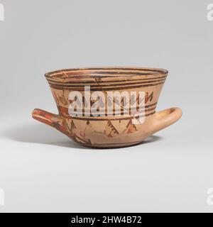 Art inspired by Terracotta skyphos (deep drinking cup), Geometric, late 8th century B.C., Greek, Attic, Terracotta, H. 2 3/4 in. (6.9 cm), Vases, From the Hymettos deposit, Classic works modernized by Artotop with a splash of modernity. Shapes, color and value, eye-catching visual impact on art. Emotions through freedom of artworks in a contemporary way. A timeless message pursuing a wildly creative new direction. Artists turning to the digital medium and creating the Artotop NFT Stock Photo