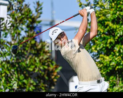 Orlando, FL, USA. 3rd Mar, 2022. Min Woo Lee of Australia on the 9th tee during first round golf action of the Arnold Palmer Invitational presented by Mastercard held at Arnold Palmer's Bay Hill Club & Lodge in Orlando, Fl. Romeo T Guzman/CSM/Alamy Live News Stock Photo