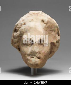Art inspired by Marble head of a veiled goddess, Hellenistic, late 4th or 3rd century B.C., Greek, Marble, Overall: 12 7/8 x 11 x 12 1/4 in. (32.7 x 27.9 x 31.1 cm), Stone Sculpture, Despite its worn condition, this head radiates with the serenity and power of Late Classical art. The, Classic works modernized by Artotop with a splash of modernity. Shapes, color and value, eye-catching visual impact on art. Emotions through freedom of artworks in a contemporary way. A timeless message pursuing a wildly creative new direction. Artists turning to the digital medium and creating the Artotop NFT Stock Photo