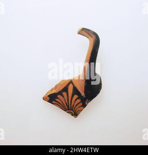 Art inspired by Fragment of a terracotta kylix (drinking cup), Classical, mid-5th century B.C., Greek, Attic, Terracotta; red-figure, Other: 2 x 3 1/8 in. (5.1 x 8 cm), Vases, Classic works modernized by Artotop with a splash of modernity. Shapes, color and value, eye-catching visual impact on art. Emotions through freedom of artworks in a contemporary way. A timeless message pursuing a wildly creative new direction. Artists turning to the digital medium and creating the Artotop NFT Stock Photo