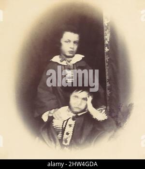 Vignetted portrait of two children], 1850s-60s Stock Photo - Alamy