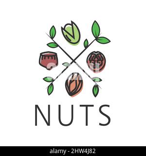 Vector logo of the nuts and dried fruits store Stock Vector