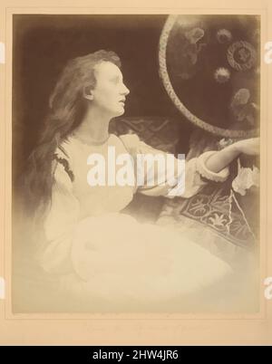 Art inspired by Elaine the Lily - Maid of Astolat, 1874, Albumen silver print from glass negative, 34.3 x 28.4 cm (13 1/2 x 11 3/16 in. ), Photographs, Julia Margaret Cameron (British (born India), Calcutta 1815–1879 Kalutara, Ceylon), In 1874 Tennyson asked Cameron to make, Classic works modernized by Artotop with a splash of modernity. Shapes, color and value, eye-catching visual impact on art. Emotions through freedom of artworks in a contemporary way. A timeless message pursuing a wildly creative new direction. Artists turning to the digital medium and creating the Artotop NFT Stock Photo