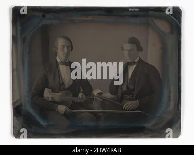 Art inspired by Violinist and Flute Player, ca. 1847, Daguerreotype, Photographs, Possibly by Unknown (American, Classic works modernized by Artotop with a splash of modernity. Shapes, color and value, eye-catching visual impact on art. Emotions through freedom of artworks in a contemporary way. A timeless message pursuing a wildly creative new direction. Artists turning to the digital medium and creating the Artotop NFT Stock Photo