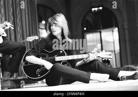 Francoise Hardy, french singer pictured rehearsing her cabaret show which opens at The Savoy this week, London, 20th February 1967. Stock Photo