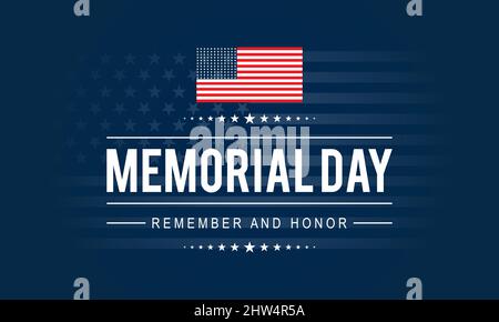 Memorial Day. US federal holiday template for banner, card, poster, background. Stock Vector