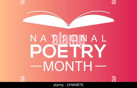 National Poetry Month. Literature greeting template for banner, card, poster, background. Stock Vector