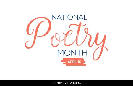 National Poetry Month. Literature greeting template for banner, card, poster, background. Stock Vector