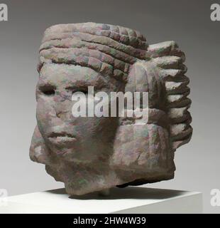 Art inspired by Head of a Water Deity (Chalchiuhtlicue), 15th–early 16th century, Mexico, Mesoamerica, Aztec, Basalt, Overall: 9 x 8 x 6 3/4 in. (22.86 x 20.32 x 17.15 cm), Stone-Sculpture, The Aztecs carved thousands of images of their gods in stones ranging from much-valued, Classic works modernized by Artotop with a splash of modernity. Shapes, color and value, eye-catching visual impact on art. Emotions through freedom of artworks in a contemporary way. A timeless message pursuing a wildly creative new direction. Artists turning to the digital medium and creating the Artotop NFT Stock Photo