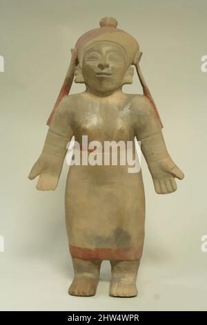 Art inspired by Standing Ceramic Female Figure, 5th century B.C.–A.D. 6th century, Ecuador, Jama-Coaque, Ceramic, H. 18 x W. 10 1/2 in. (45.7 x 26.7 cm), Ceramics-Sculpture, Classic works modernized by Artotop with a splash of modernity. Shapes, color and value, eye-catching visual impact on art. Emotions through freedom of artworks in a contemporary way. A timeless message pursuing a wildly creative new direction. Artists turning to the digital medium and creating the Artotop NFT Stock Photo