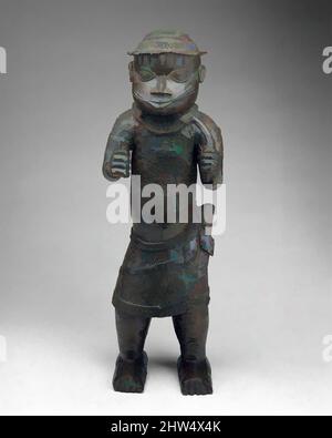 Art inspired by Figure: Court Official with Cross Pendant, 18th–19th century, Nigeria, Court of Benin, Edo peoples, Brass, H. 22 1/2 x W. 7 1/2 x D. 8 in. (57.2 x 19.1 x 20.3 cm), Metal-Sculpture, Classic works modernized by Artotop with a splash of modernity. Shapes, color and value, eye-catching visual impact on art. Emotions through freedom of artworks in a contemporary way. A timeless message pursuing a wildly creative new direction. Artists turning to the digital medium and creating the Artotop NFT Stock Photo