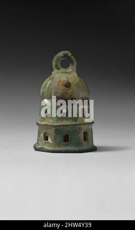 Art inspired by Bell inscribed with the Urartian royal name Argishti, Iron Age III, ca. 789–766 B.C., Urartu, Urartian, Bronze, iron, 3.43 in. (8.71 cm), Metalwork-Equestrian-Inscribed, This classical Urartian bell has a domed top, an octagonal and perforated body with a central raised, Classic works modernized by Artotop with a splash of modernity. Shapes, color and value, eye-catching visual impact on art. Emotions through freedom of artworks in a contemporary way. A timeless message pursuing a wildly creative new direction. Artists turning to the digital medium and creating the Artotop NFT Stock Photo