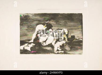 Art inspired by Plate 10 from 'The Disasters of War' (Los Desastres de la Guerra):Nor do these (Tampoco), 1810, Etching and burin, Plate: 5 7/8 × 8 1/2 in. (15 × 21.6 cm), Prints, Goya (Francisco de Goya y Lucientes) (Spanish, Fuendetodos 1746–1828 Bordeaux, Classic works modernized by Artotop with a splash of modernity. Shapes, color and value, eye-catching visual impact on art. Emotions through freedom of artworks in a contemporary way. A timeless message pursuing a wildly creative new direction. Artists turning to the digital medium and creating the Artotop NFT Stock Photo