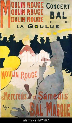 Art inspired by Moulin Rouge: La Goulue, 1891, Lithograph printed in four colors. Three sheets of wove paper., sheet: 74 13/16 x 45 7/8 in. (190 x 116.5 cm), Henri de Toulouse-Lautrec (French, Albi 1864–1901 Saint-André-du-Bois), When the brassy dance hall and drinking garden of the, Classic works modernized by Artotop with a splash of modernity. Shapes, color and value, eye-catching visual impact on art. Emotions through freedom of artworks in a contemporary way. A timeless message pursuing a wildly creative new direction. Artists turning to the digital medium and creating the Artotop NFT Stock Photo