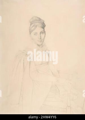 Art inspired by Portrait of a Seated Lady, 1814, Graphite, 11 1/2 x 8 1/8 in. (29.2 x 20.6 cm), Drawings, Jean Auguste Dominique Ingres (French, Montauban 1780–1867 Paris, Classic works modernized by Artotop with a splash of modernity. Shapes, color and value, eye-catching visual impact on art. Emotions through freedom of artworks in a contemporary way. A timeless message pursuing a wildly creative new direction. Artists turning to the digital medium and creating the Artotop NFT Stock Photo