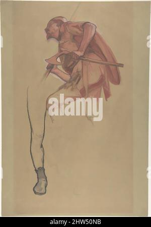 Art inspired by Warrior with an Axe and Study of a Leg, 1897, Graphite, red and white oil paint, pen and brown ink, Sheet: 20 x 13 13/16 in. (50.8 x 35.1cm), Drawings, Fernand Cormon (French, Paris 1854–1924 Paris, Classic works modernized by Artotop with a splash of modernity. Shapes, color and value, eye-catching visual impact on art. Emotions through freedom of artworks in a contemporary way. A timeless message pursuing a wildly creative new direction. Artists turning to the digital medium and creating the Artotop NFT Stock Photo