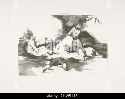 Art inspired by Plate 16 from 'The Disasters of War' (Los Desastres de la Guerra):' They make use of them.' (Se aprovechan.), 1810, Etching and drypoint, Plate: 6 5/16 x 9 1/4 in. (16 x 23.5 cm), Prints, Goya (Francisco de Goya y Lucientes) (Spanish, Fuendetodos 1746–1828 Bordeaux, Classic works modernized by Artotop with a splash of modernity. Shapes, color and value, eye-catching visual impact on art. Emotions through freedom of artworks in a contemporary way. A timeless message pursuing a wildly creative new direction. Artists turning to the digital medium and creating the Artotop NFT Stock Photo