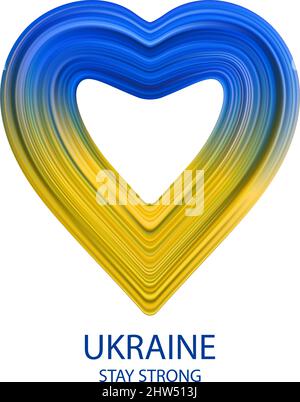 Ukraine flag in heart with brush stroke style isolated on white background. Vector illustration Stock Vector