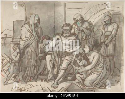 Art inspired by Belisarius Begging for Alms, mid-18th–early 19th century, Pen and brown ink over graphite underdrawing and white wash, 10 1/8 x 14 1/8 in. (25.7 x 35.9 cm), Drawings, Heinrich Friedrich Füger (German, Heilbronn 1751–1818 Vienna, Classic works modernized by Artotop with a splash of modernity. Shapes, color and value, eye-catching visual impact on art. Emotions through freedom of artworks in a contemporary way. A timeless message pursuing a wildly creative new direction. Artists turning to the digital medium and creating the Artotop NFT Stock Photo