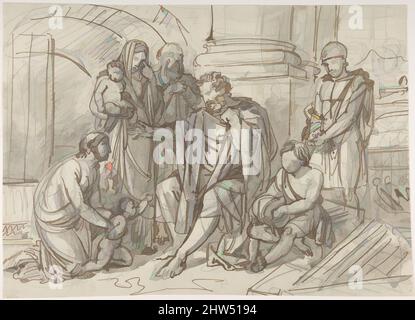 Art inspired by Belisarius Begging for Alms, mid-18th–early 19th century, Pen and brown ink, brush and brown wash over black chalk, over graphite underdrawing, 10 5/8 x 14 1/2 in. (27 x 36.8 cm), Drawings, Heinrich Friedrich Füger (German, Heilbronn 1751–1818 Vienna, Classic works modernized by Artotop with a splash of modernity. Shapes, color and value, eye-catching visual impact on art. Emotions through freedom of artworks in a contemporary way. A timeless message pursuing a wildly creative new direction. Artists turning to the digital medium and creating the Artotop NFT Stock Photo
