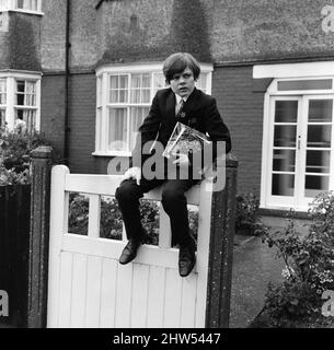 Child actor Jack Wild, who played the role of the Artful Dodger in the 1968 film 'Oliver!'. Pictured outside his home in Hounslow. 30th September 1968. Stock Photo