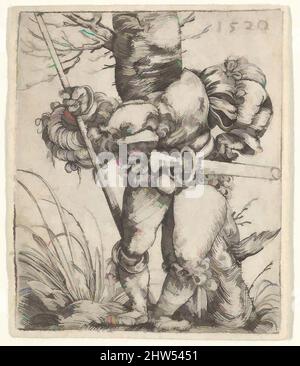 Art inspired by Bending Soldier Leaning against a Tree, 1520, Engraving, Sheet: 1 15/16 × 1 5/8 in. (5 × 4.2 cm), Prints, Barthel Beham (German, Nuremberg ca. 1502–1540 Italy, Classic works modernized by Artotop with a splash of modernity. Shapes, color and value, eye-catching visual impact on art. Emotions through freedom of artworks in a contemporary way. A timeless message pursuing a wildly creative new direction. Artists turning to the digital medium and creating the Artotop NFT