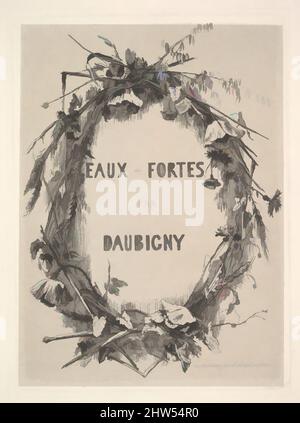 Art inspired by Wreath of Wildflowers, title for 'Eaux-Fortes par Daubigny', 1850, Etching; ninth state of 10, sheet: 17 1/2 x 12 in. (44.5 x 30.5 cm), Prints, Charles-François Daubigny (French, Paris 1817–1878 Paris, Classic works modernized by Artotop with a splash of modernity. Shapes, color and value, eye-catching visual impact on art. Emotions through freedom of artworks in a contemporary way. A timeless message pursuing a wildly creative new direction. Artists turning to the digital medium and creating the Artotop NFT