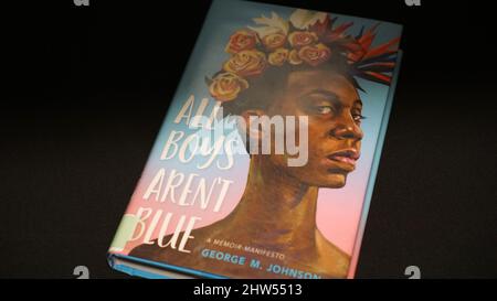 A copy of the often banned book All Boys Aren't Blue, a memoir