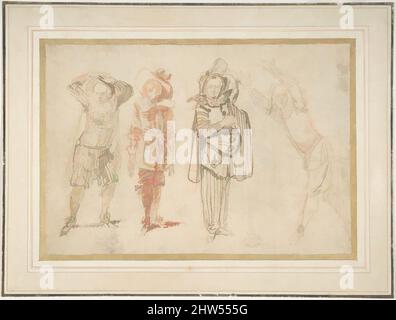 Art inspired by Figures in Theatrical Costumes, n.d., Pen and brown ink, red wash, over red chalk, 5 1/2 x 7 7/8 in. (14 x 20 cm), Drawings, Claude Gillot (French, Langres 1673–1722 Paris, Classic works modernized by Artotop with a splash of modernity. Shapes, color and value, eye-catching visual impact on art. Emotions through freedom of artworks in a contemporary way. A timeless message pursuing a wildly creative new direction. Artists turning to the digital medium and creating the Artotop NFT Stock Photo