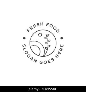 simple outline fresh food logo design inspiration, organic food logo creative design vectors Stock Vector
