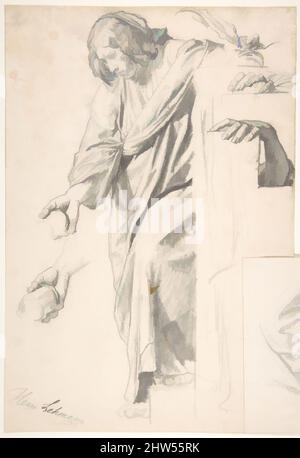 Art inspired by Standing Draped Female Figure, 19th century, Graphite and estompe, 13 3/16 x 9 in. (33.5 x 22.8 cm), Drawings, Henri Lehmann (French, Kiel 1814–1882 Paris, Classic works modernized by Artotop with a splash of modernity. Shapes, color and value, eye-catching visual impact on art. Emotions through freedom of artworks in a contemporary way. A timeless message pursuing a wildly creative new direction. Artists turning to the digital medium and creating the Artotop NFT Stock Photo