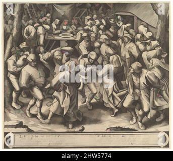 Art inspired by The Peasant Wedding Dance, after 1570, Engraving; first state of three, sheet: 14 15/16 x 17 1/16 in. (38 x 43.3 cm), Prints, Pieter van der Heyden (Netherlandish, ca. 1525–1569), After Pieter Bruegel the Elder (Netherlandish, Breda (?) ca. 1525–1569 Brussels, Classic works modernized by Artotop with a splash of modernity. Shapes, color and value, eye-catching visual impact on art. Emotions through freedom of artworks in a contemporary way. A timeless message pursuing a wildly creative new direction. Artists turning to the digital medium and creating the Artotop NFT Stock Photo