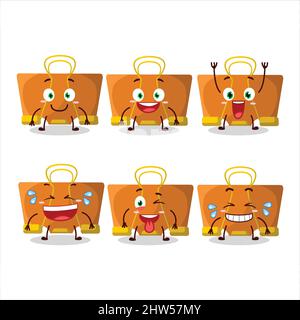 Cartoon character of orange binder clip with smile expression. Vector illustration Stock Vector