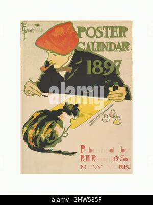 Art inspired by R.H. Russell Poster Calendar 1897, 1896, Lithograph and commercial relief process, Sheet: 17 5/16 in. × 12 in. (44 × 30.5 cm), Edward Penfield (American, Brooklyn, New York 1866–1925 Beacon, New York, Classic works modernized by Artotop with a splash of modernity. Shapes, color and value, eye-catching visual impact on art. Emotions through freedom of artworks in a contemporary way. A timeless message pursuing a wildly creative new direction. Artists turning to the digital medium and creating the Artotop NFT Stock Photo