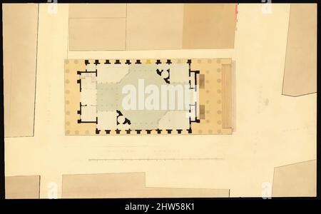 Art inspired by Plan of U. S. Custom House, early 19th century, sheet: 9 x 14 1/2 in. (22.9 x 36.8 cm), Ithiel Town (American, Thompson, Connecticut 1784–1844 New Haven, Connecticut), Alexander Jackson Davis (American, New York 1803–1892 West Orange, New Jersey, Classic works modernized by Artotop with a splash of modernity. Shapes, color and value, eye-catching visual impact on art. Emotions through freedom of artworks in a contemporary way. A timeless message pursuing a wildly creative new direction. Artists turning to the digital medium and creating the Artotop NFT Stock Photo