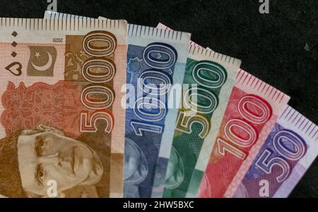 Pakistan currency bank notes set Stock Photo