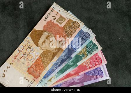 Banknotes set of Pakistani currency Stock Photo