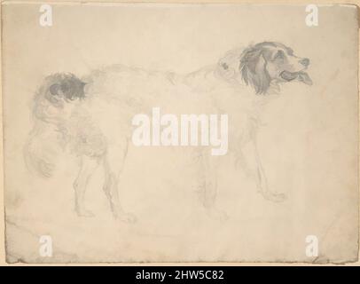 Art inspired by Study of a Dog Facing Right, 1820–73, Graphite, plate: 5 5/16 x 7 1/4 in. (13.5 x 18.4 cm), Drawings, Sir Edwin Henry Landseer (British, London 1802–1873 London, Classic works modernized by Artotop with a splash of modernity. Shapes, color and value, eye-catching visual impact on art. Emotions through freedom of artworks in a contemporary way. A timeless message pursuing a wildly creative new direction. Artists turning to the digital medium and creating the Artotop NFT