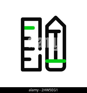 Ruler and pencil icons. Pixel perfect, editable stroke icon Stock Vector