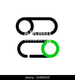 Slider control switch in on and off positions. Pixel perfect, editable stroke minimal line art icons Stock Vector