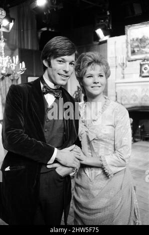 Richard Chamberlain is to star in a BBC 2 colour production of the Henry James play 'The Portrait of a Lady'. His leading lady will be Suzanne Neve. Richard, who plays Ralph, is seen rehearsing in Edwardian costume at the BBC studios. 8th December 1967. Stock Photo