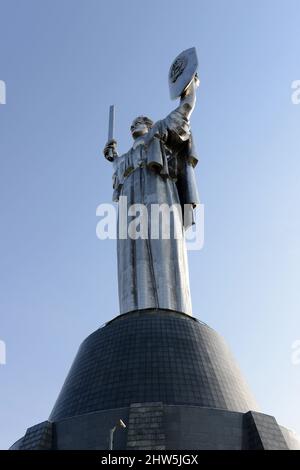 The Ukrainian Motherland Monument is a Huge statue atop of the National Museum of the History of the Great Patriotic War of 1941-1945 in Kyiv, Ukraine Stock Photo